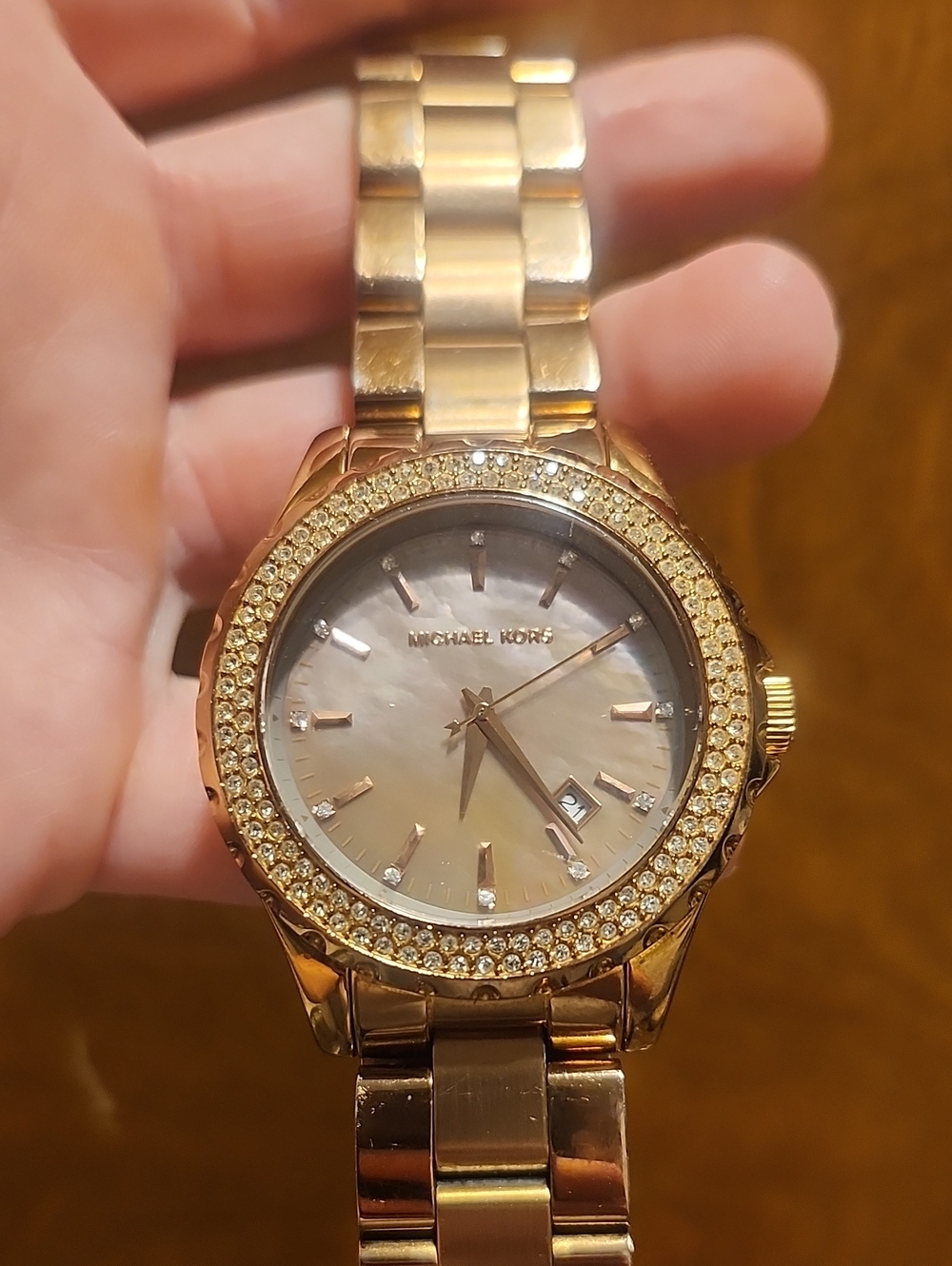 Michael Kors Rose Gold-Tone Crystal Bezel Women's Watch